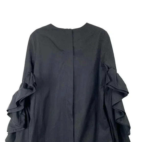 COS puff ruffle sleeve shift dress Sz 4 black - Picture 7 of 11